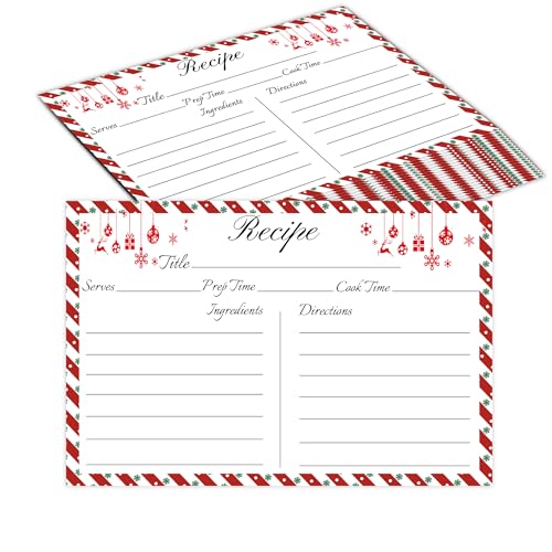 Weihnachtsrezeptkarten, doppelseitig, dick, Familien-Rezeptkartensammlung, 10,2 x 15,2 cm, Urlaubsrezeptkarten für Kochbuch, Sammelalbum, Brautparty, Hochzeit, Rezeptbuch, 50 Stück pro Packung Weihnachtsrezeptkarten, doppelseitig, dick, Familien-Rezeptkartensammlung, 10,2 x 15,2 cm, Urlaubsrezeptkarten für Kochbuch, Sammelalbum, Brautparty, Hochzeit, Rezeptbuch, 50 Stück pro Packung von Topabel