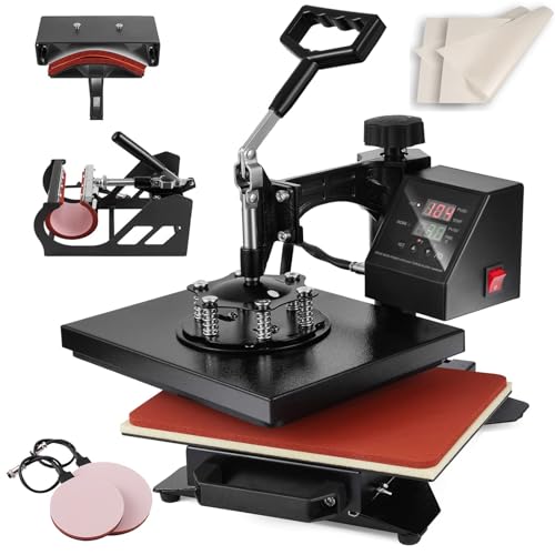TOPDEEP Transferpresse Hitzepresse 30x25cm Textilpresse T-Shirt Heat Press 360 Grad Schwenkbar DIY Mulitifunktional Sublimation Wärmepresse mit Digitaler LED-Temperatur- und Zeitcontroller (8 in 1) von Topdeep