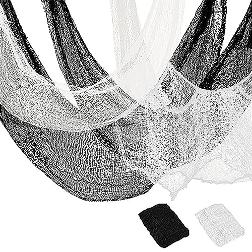 Topeedy 2 Stück schwarz-weißes Halloween-Gruseltuch, 80 x 215 cm, schwarz-weißes Netz, Baumwollgaze, gruselige Halloween-Dekoration für Zuhause, Fenster, Wand, Outdoor, Party, 81,3 x 215,9 cm Topeedy 2 Stück schwarz-weißes Halloween-Gruseltuch, 80 x 215 cm, schwarz-weißes Netz, Baumwollgaze, gruselige Halloween-Dekoration für Zuhause, Fenster, Wand, Outdoor, Party, 81,3 x 215,9 cm von Topeedy