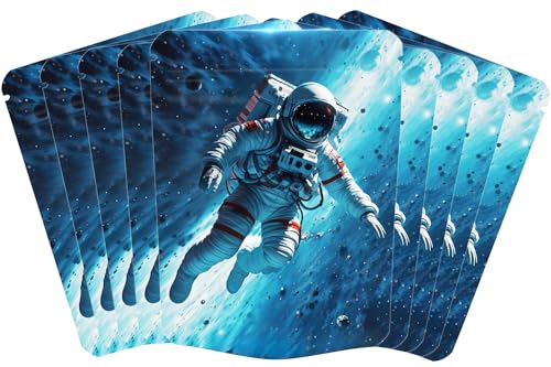 Topeedy Mylar-Beutel, 9 x 12 cm, blau, Astronaut, Stand-up-Druckverschlussbeutel für Lebensmittel, Schmuck, Süßigkeiten, wiederverschließbare Aluminiumfolie, wasserdichte Verpackungsbeutel, 50 Stück von Topeedy