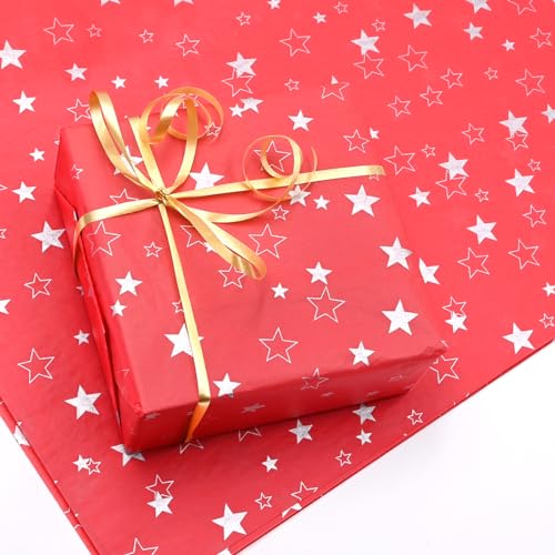 Topeedy Seidenpapier mit roten und silbernen Sternen, 50 Blatt, 35 x 50 cm, silberfarbener Stern zum Verpacken, Valentinstag, Jahrestag, Hochzeit, Geburtstag Topeedy Seidenpapier mit roten und silbernen Sternen, 50 Blatt, 35 x 50 cm, silberfarbener Stern zum Verpacken, Valentinstag, Jahrestag, Hochzeit, Geburtstag von Topeedy
