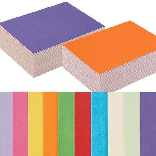 100 Stück bunte, dicke Papierkarten, blanko, farbige Karten für Einladungen, Grußkarten, Postkarten, Fotos, 250 g/m² dickes Papier, bunt, 10 x 15 cm Karton von Topeen