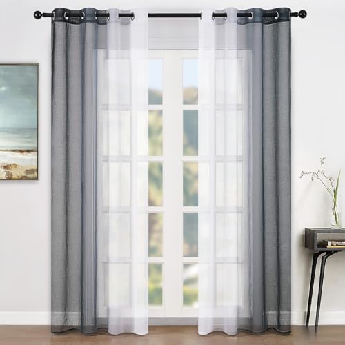 Topfinel Schwarze Vorhänge Gardinen mit Farbverlauf Kinderzimmer Gardine Halbtransparen Ösen Gardinen Wohnzimmer Modern Voile Curtains Living Room Ösenvorhang Fensterschals 140x260 cm Topfinel Schwarze Vorhänge Gardinen mit Farbverlauf Kinderzimmer Gardine Halbtransparen Ösen Gardinen Wohnzimmer Modern Voile Curtains Living Room Ösenvorhang Fensterschals 140x260 cm von Topfinel