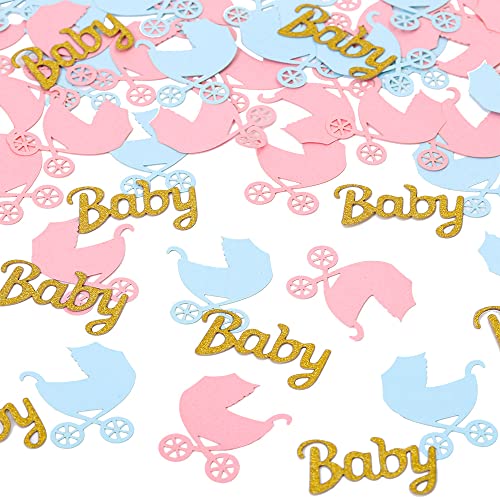 220 Stück Kinderwagen-Konfetti, glitzerndes Baby-Geschlechts-Enthüllungs-Rosa-Blau, Kinderwagen-Tischkonfetti für Babyparty-Geschlechts-Enthüllungs-Partydekorationen von Topfunyy von Topfunyy