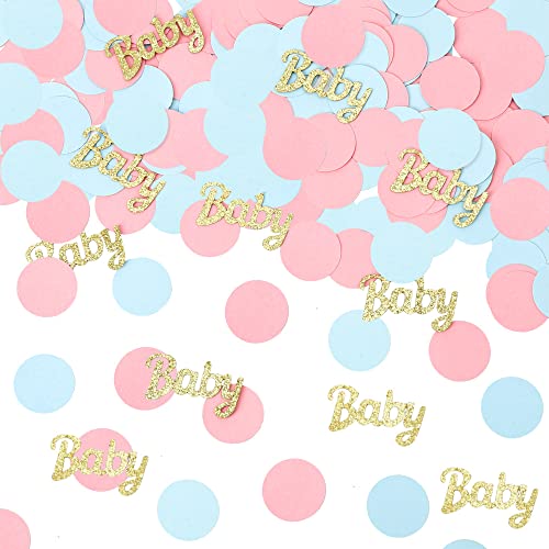 220 Stück glitzerndes Baby-Geschlechtsoffenbarungs-Tischkonfetti in Rosa und Blau, rundes Konfetti für Babyparty-Geschlechtsoffenbarungs-Partydekorationen von Topfunyy von Topfunyy