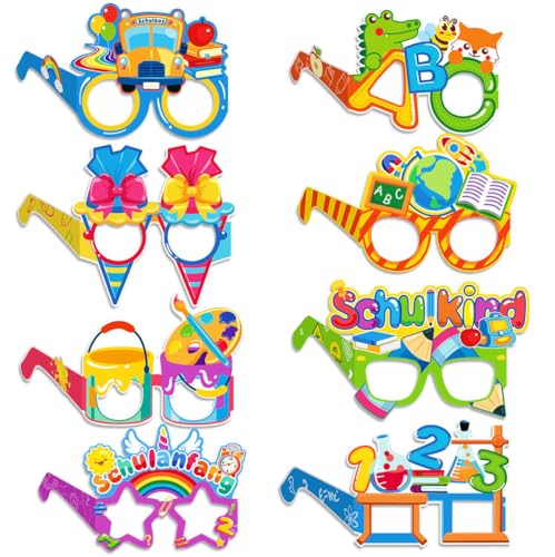 8 Stück Schulanfang Partybrillen Set 2025, Einschulung Deko für Kinder, Lustige ABC 123 Papierbrille für Mädchen und Jungen, Schuleinführung Requisiten, Einschulungsdeko Back to School Fotoaccessoires 8 Stück Schulanfang Partybrillen Set 2025, Einschulung Deko für Kinder, Lustige ABC 123 Papierbrille für Mädchen und Jungen, Schuleinführung Requisiten, Einschulungsdeko Back to School Fotoaccessoires von Topfunyy