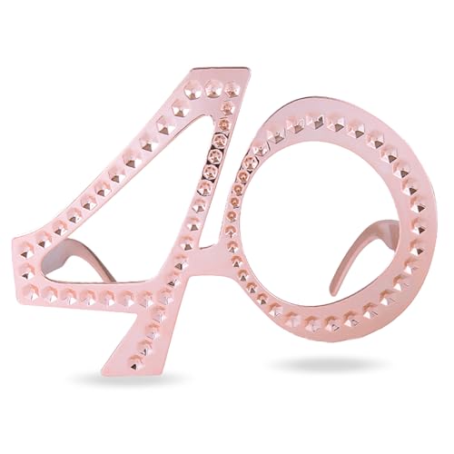 Brille zum 40. Geburtstag, Motiv: Nummer 40, Rotgold, lustige Kostüm-Brille für 40. Geburtstag, Foto-Requisiten, Partygeschenke Brille zum 40. Geburtstag, Motiv: Nummer 40, Rotgold, lustige Kostüm-Brille für 40. Geburtstag, Foto-Requisiten, Partygeschenke von Topfunyy