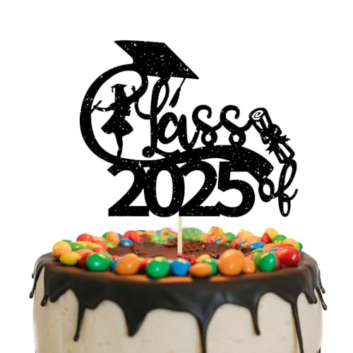 „Class of 2025“ Tortenaufsatz – Schwarzer Glitzer Cake Topper für Abschlussfeier – Schulabschluss Deko für Mädchen Jungen, Abitur, Uni, Graduation Party Dekoration „Class of 2025“ Tortenaufsatz – Schwarzer Glitzer Cake Topper für Abschlussfeier – Schulabschluss Deko für Mädchen Jungen, Abitur, Uni, Graduation Party Dekoration von Topfunyy