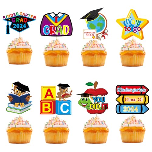 Cupcake-Topper für Kindergarten, Abschlussfeier, Cupcake-Aufsätze für Kindergarten, Abschlussfeier, Party-Dekorationen, 24 Stück von Topfunyy