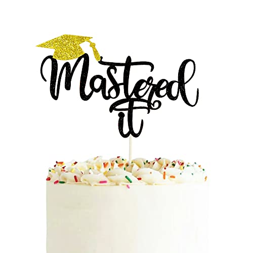 Master It Tortenaufsatz, schwarzer Glitzer, Congrats Grade Cake Pick für 2022 Abschlussfeier Party Dekoration … von Topfunyy