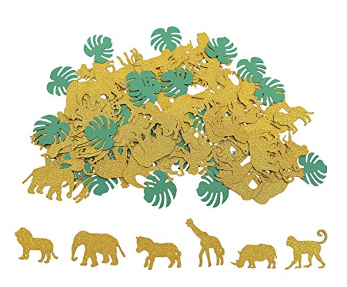 Topfunyy Konfetti, Design: Dschungeltiere, Safari, goldfarben, glitzernd, zoomförmig, Konfetti für Babyparty, Kindergeburtstag, 100 Stück Topfunyy Konfetti, Design: Dschungeltiere, Safari, goldfarben, glitzernd, zoomförmig, Konfetti für Babyparty, Kindergeburtstag, 100 Stück von Topfunyy