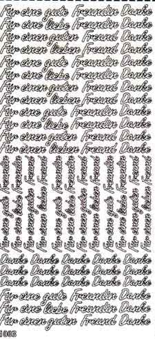 1 Bogen Konturensticker 10x23cm "Für eine gute Freundin/Danke" silber von Tophobby