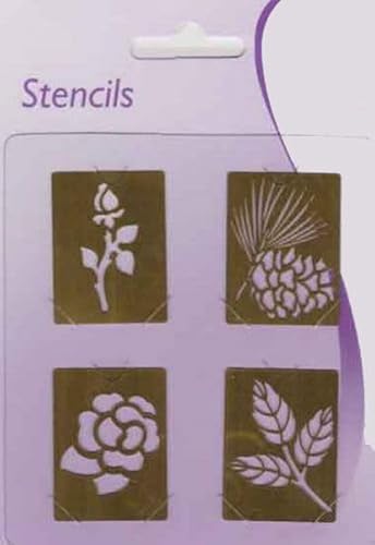 4 verschiedene Embossing-Schablonen (Metall) Thema: Pflanzen von Tophobby