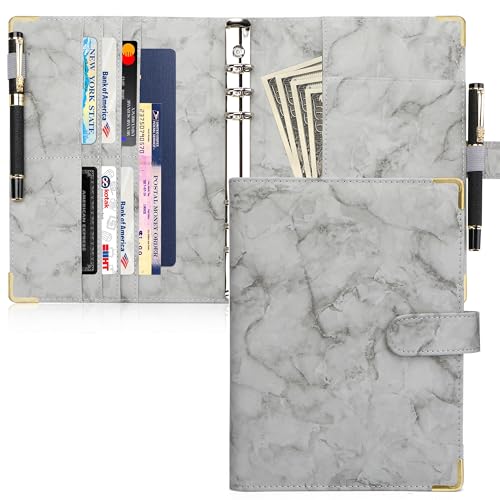 A5 Binder-Einband mit magnetischem Schnallenverschluss,6 Löcher Loseblatt Binder,A5 PU Leder Budget Binder,persönliches Notizbuch für die Organisation von Planer-Nachfüllseiten,Fotokarten-Binderhüllen von Toplive