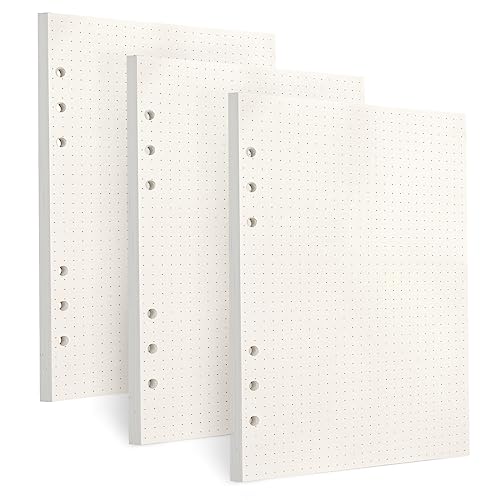 A5 Papier, [3 Packungen] Toplive 100GSM dickes Nachfüllpapier 6 Löcher Nachfülleinlagen Loose Notizpapier A5 Refill Paper 135 Blätter (270 Seiten) für 6 Ring Binder Notizbuch, Gepunktet Papier von Toplive