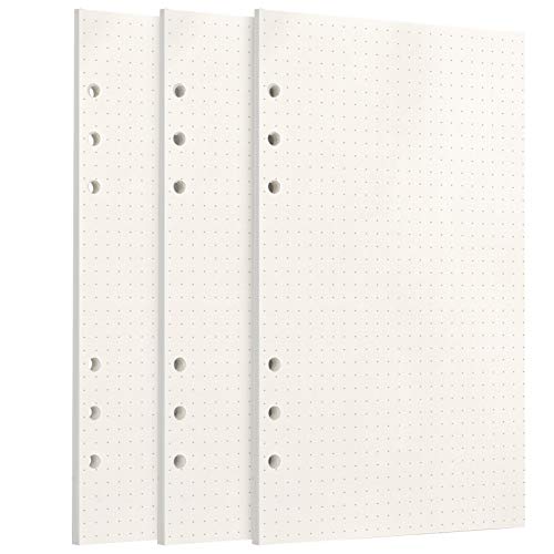 A6 Papier, [3 Packungen] Toplive 100GSM dickes Nachfüllpapier 6 Löcher Nachfülleinlagen Loose Notizpapier A6 Refill Paper 135 Blätter (270 Seiten) für 6 Ring Binder Notizbuch, Gepunktet Papier von Toplive