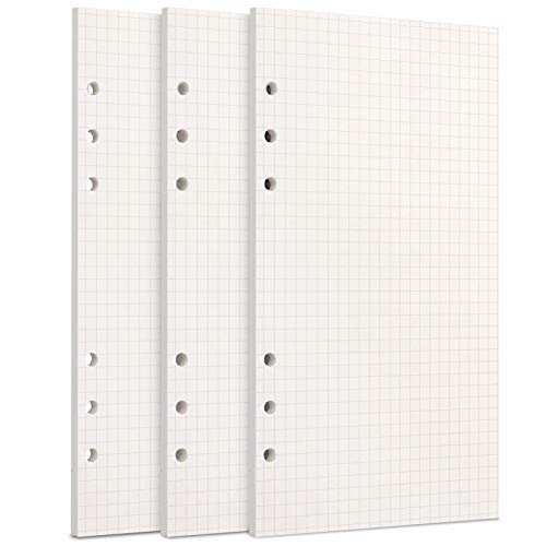 A6 Papier, [3 Packungen] Toplive 100GSM dickes Nachfüllpapier 6 Löcher Nachfülleinlagen Loose Notizpapier A6 Refill Paper 135 Blätter (270 Seiten) für 6 Ring Binder Notizbuch,Punktraster Papier von Toplive