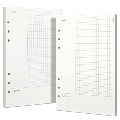 Cornell A5 Füllpapier.,A5 Papier, [2 Packungen] Toplive 100GSM dickes Nachfüllpapier 6 Löcher Nachfülleinlagen Loose Notizpapier A5 Refill Paper 80 Blätter (160 Seiten) für 6 Ring Binder Notizbuch. von Toplive