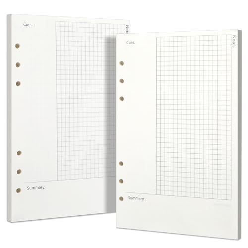 Cornell A5 Füllpapier A5 Papier, [2 Packungen] Toplive 100GSM dickes Nachfüllpapier 6 Löcher Nachfülleinlagen Loose Notizpapier A5 Refill Paper 80 Blätter (160 Seiten) für 6 Ring Binder Notizbuch. von Toplive