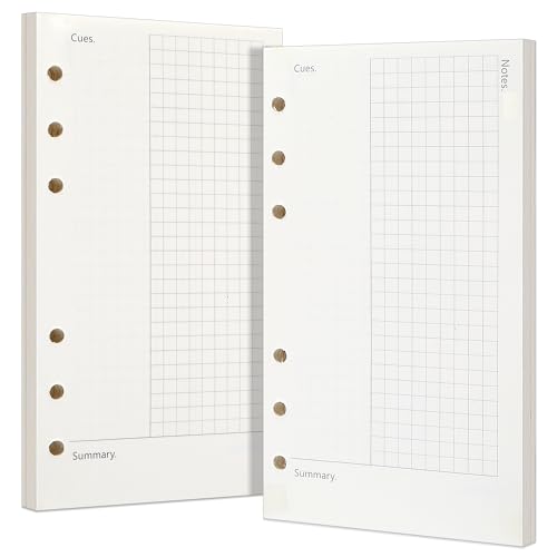 Cornell A6 Füllpapier [2 Packungen] Toplive 100GSM dickes Nachfüllpapier 6 Löcher Nachfülleinlagen Loose Notizpapier A6 Refill Paper 80 Blätter (160 Seiten) für 6 Ring Binder Notizbuch. von Toplive
