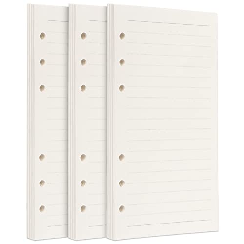 Toplive A6 Nachfüllpapier, [3 Pack] 6 Löcher, lose Blätter, liniert, nachfüllbar, Papierordner, 135 Blatt, 270 Seiten für 6-Ring-Portfolio, A6 Ordner, Organizer, Planer, Tagebuch von Toplive