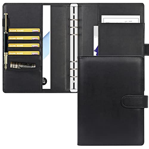 Toplive Leder A5 Binder, 6 Runder Ringbuch Planner Notebook Cover für A5 Füllpapier (Innenpapier nicht enthalten) von Toplive