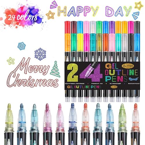 Toplive Metallic Marker Stifte Set,24 Farben Dual Tip Metallic Stifte Wasserfest Permanent Marker Stifte Steine Bemalen Multimarker für Fotoalbum zum Selbstgestalten,Holz,Leinwand,Glas, Papier,Keramik Toplive Metallic Marker Stifte Set,24 Farben Dual Tip Metallic Stifte Wasserfest Permanent Marker Stifte Steine Bemalen Multimarker für Fotoalbum zum Selbstgestalten,Holz,Leinwand,Glas, Papier,Keramik von Toplive