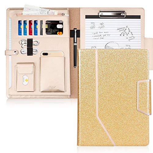 Toplive Schreibmappe A4 Konferenzmappe PU Leder Ordner Klemmbrett Dokumentenmappe, Kartenfächer, Visitenkartenetui- Perfekt als Konferenzmappe,Bling Gold Toplive Schreibmappe A4 Konferenzmappe PU Leder Ordner Klemmbrett Dokumentenmappe, Kartenfächer, Visitenkartenetui- Perfekt als Konferenzmappe,Bling Gold von Toplive