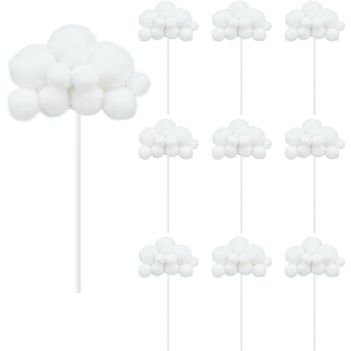 10 Pack Weiße Wolke Tortenaufleger 3D Plüsch Wolke Cupcake Toppers Kuchen Dessert Dekoration Für Geburtstag Hochzeit Party Baby Dusche (Weiß) von Topoloar