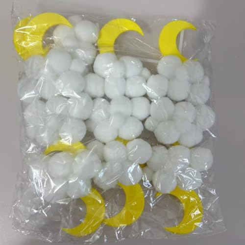 10 Pack Weiße Wolke Tortenaufleger 3D Plüsch Wolke Cupcake Toppers Kuchen Dessert Dekoration Für Geburtstag Hochzeit Party Baby Dusche (Weiße Wolken mit Mond) von Topoloar