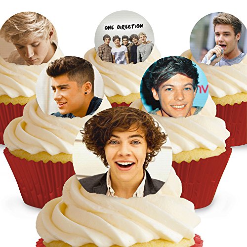12 x Vorgeschnittene und Essbare One Direction Kuchen Topper (Tortenaufleger, Bedruckte Oblaten, Oblatenaufleger) von Toppershack