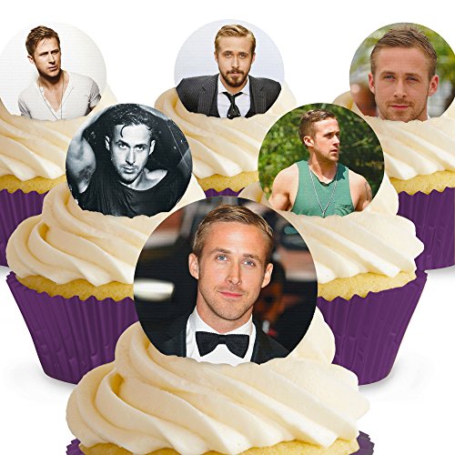 12 x Vorgeschnittene und Essbare Ryan Gosling Kuchen Topper (Tortenaufleger, Bedruckte Oblaten, Oblatenaufleger) von Toppershack