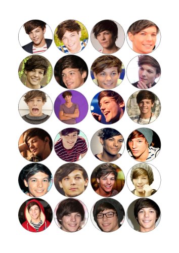 24 x Essbare Louis Tomlinson One Direction Kuchen Topper (Tortenaufleger, Bedruckte Oblaten, Oblatenaufleger) von Toppershack