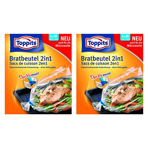 Toppits Bratbeutel 2in1 Medium (35 x 43cm), 2er Pack (2 x 5 Beutel) von Toppits