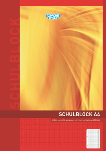 10x Schulblock kariert DIN A4 Schreibblock gelocht von Toppoint