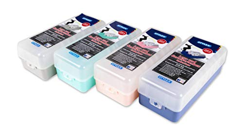 Toppoint 4x Lernbox/Karteikasten/DIN A8 / je 1x blau, rot, grün, pink von Toppoint