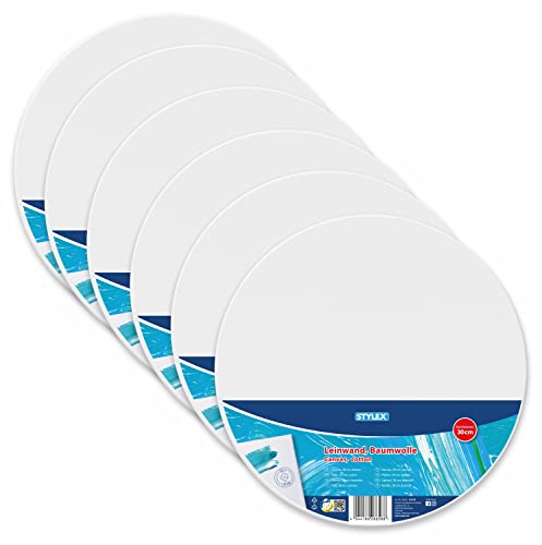 Stylex 28658-P6 - Keilrahmen rund, Durchmesser 30 cm, mit Leinwand aus 100 % Baumwollgewebe bespannt, grundiert, rückseitig geheftet, für Öl-, Acryl- und Temperafarben, Gouache - Malerei, 6 Stück Stylex 28658-P6 - Keilrahmen rund, Durchmesser 30 cm, mit Leinwand aus 100 % Baumwollgewebe bespannt, grundiert, rückseitig geheftet, für Öl-, Acryl- und Temperafarben, Gouache - Malerei, 6 Stück von Stylex