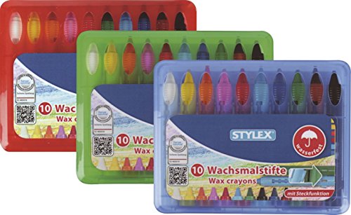 Toppoint 28215A Wachsmalstifte, Wachsmalblöcke, Wachsmaltropfen-Etuis Wachsmalstiftetui wasserfest Box von Stylex