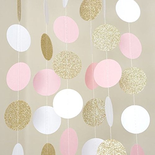 Toppop Rosa & Gold Glitter Runde Girlande runde geformte Girlande Papier Dekoration (Rosa & Gold) von Toppop