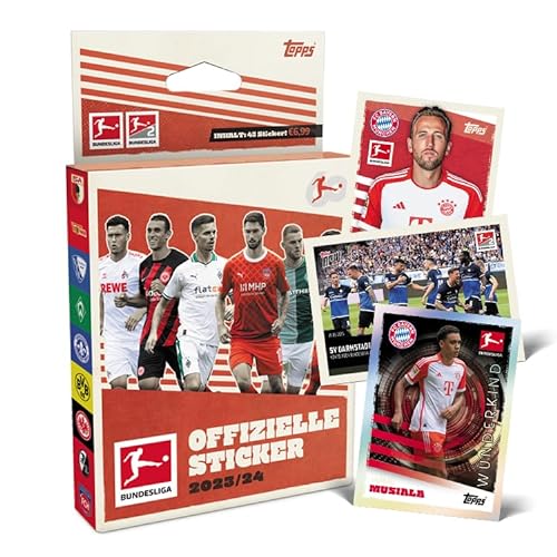 Topps Bundesliga Stickers 23/24 - Eco Pack - enthält 45 Sticker inklusive 3 Holofoil-Sticker von Topps