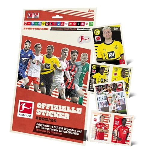 Topps Bundesliga Stickers 23/24 - Starterpack - enthält ein 88-seitiges Album plus 20 Sticker von Topps