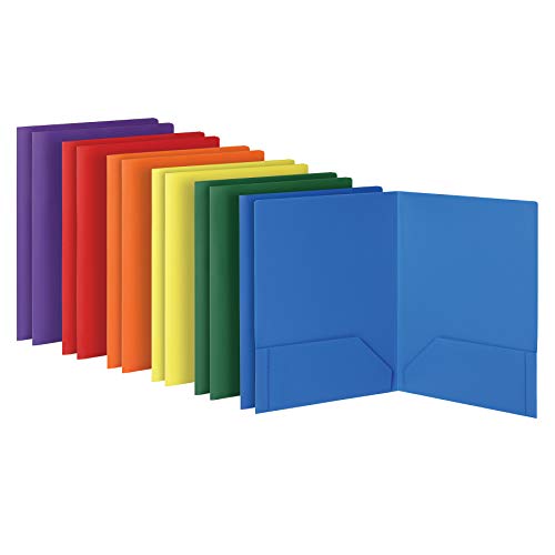 Oxford 2 Taschen-Ordner, stabiles Kunststoff-Portfolio, Briefgröße, verschiedene Farben, je 2 Stück (blau, grün, gelb, orange, rot, violett), 12 Stück (14188) von Tops
