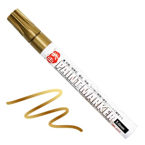 Acryl Stifte Zum Malen Steine Grabstein Farbe Wetterfest Schrift Stift Permanent Marker Schnell Trocknend Wasserfest Stift Auf Ölbasis für Holz Metall Glas Reifenmalerei Fotoalben（Gold） von Topspitgo