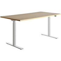 Topstar E-Table elektrisch höhenverstellbarer Schreibtisch ahorn rechteckig, T-Fuß-Gestell weiß 160,0 x 80,0 cm von Topstar