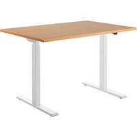 Topstar E-Table höhenverstellbarer Schreibtisch buche rechteckig T-Fuß-Gestell weiß 120,0 x 80,0 cm von Topstar