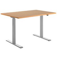 Topstar E-Table höhenverstellbarer Schreibtisch buche rechteckig T-Fuß-Gestell grau 120,0 x 80,0 cm von Topstar