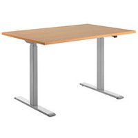 Topstar E-Table elektrisch höhenverstellbarer Schreibtisch buche rechteckig, T-Fuß-Gestell grau 120,0 x 80,0 cm von Topstar