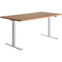 Topstar E-Table elektrisch höhenverstellbarer Schreibtisch buche rechteckig, T-Fuß-Gestell weiß 160,0 x 80,0 cm von Topstar