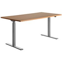 Topstar E-Table elektrisch höhenverstellbarer Schreibtisch buche rechteckig, T-Fuß-Gestell grau 160,0 x 80,0 cm von Topstar