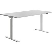 Topstar E-Table elektrisch höhenverstellbarer Schreibtisch lichtgrau rechteckig, T-Fuß-Gestell weiß 160,0 x 80,0 cm von Topstar